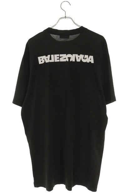 BALENCIAGA Logo Print Oversized T-Shirt Black Size 2