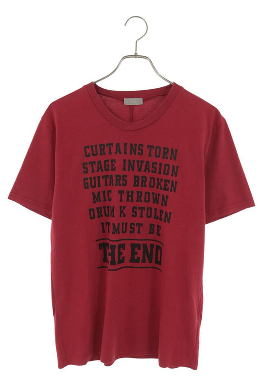 Dior HOMME 05AW English Letter Print T-Shirt Red Size M