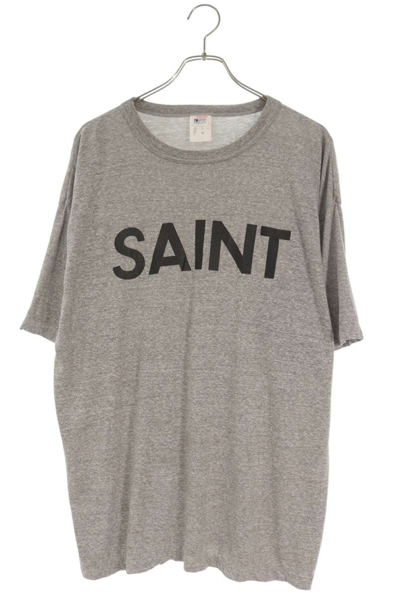 SAINT MICHAEL 25SS Logo Print Vintage T-Shirt Gray Size L