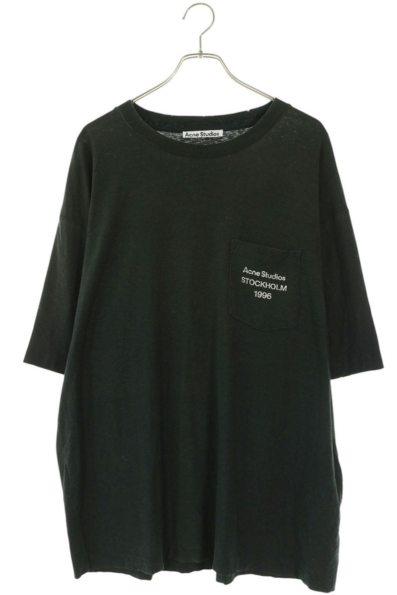 ACNE STUDIOS Vintage Logo Print Pocket T-Shirt Black Size XL