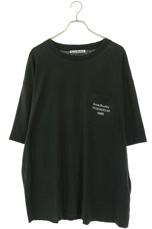 ACNE STUDIOS Vintage Logo Print Pocket T-Shirt Black Size XL