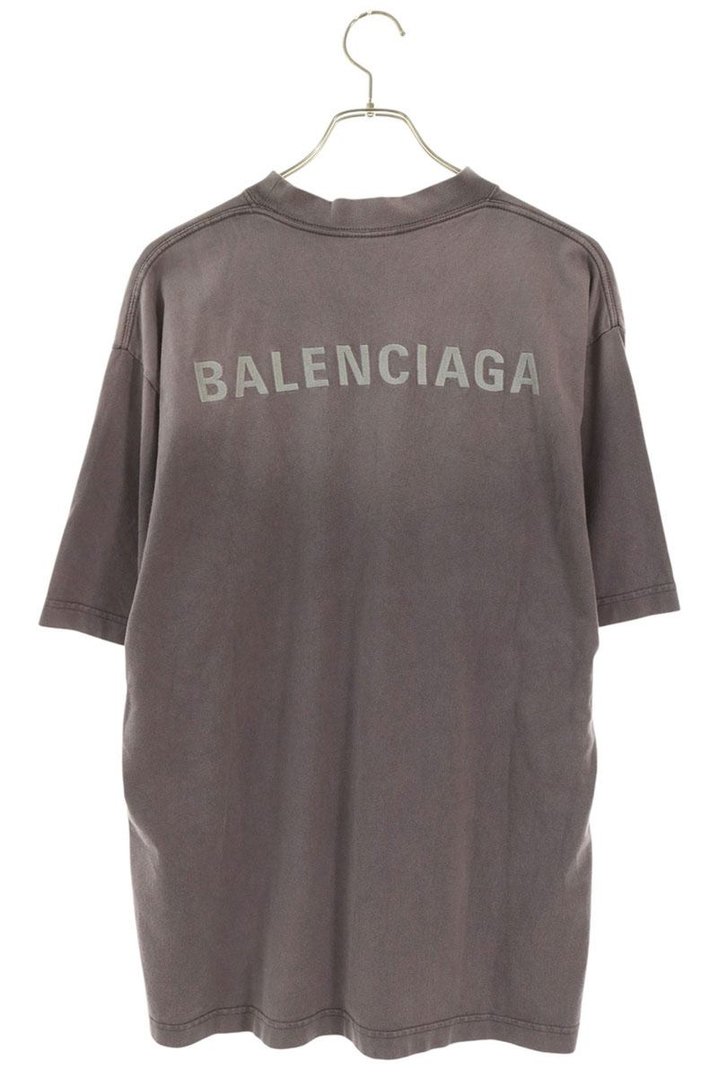 BALENCIAGA Logo Embroidered T-Shirt Gray Size XXS