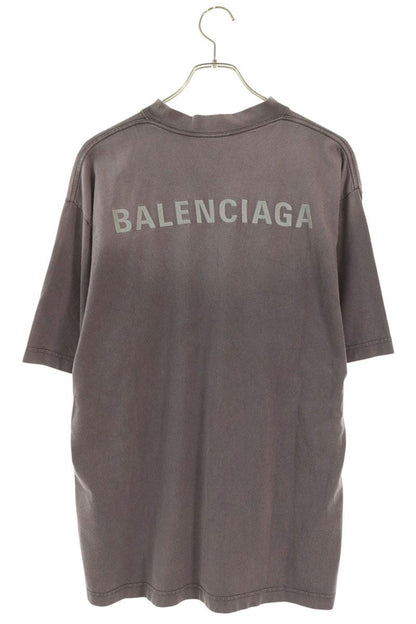 BALENCIAGA Logo Embroidered T-Shirt Gray Size XXS