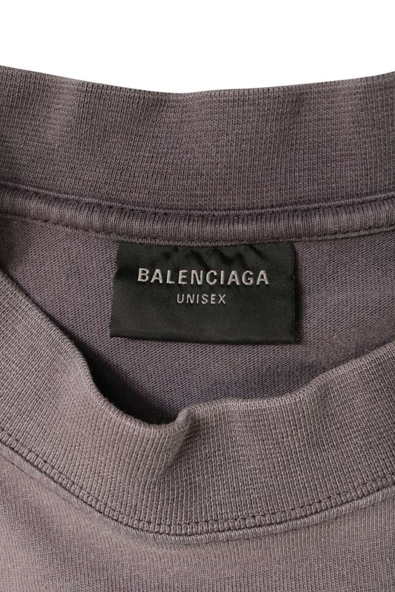 BALENCIAGA Logo Embroidered T-Shirt Gray Size XXS