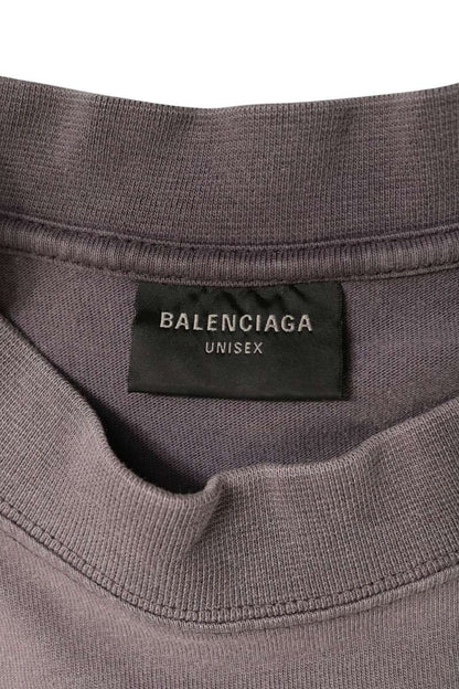 BALENCIAGA Logo Embroidered T-Shirt Gray Size XXS