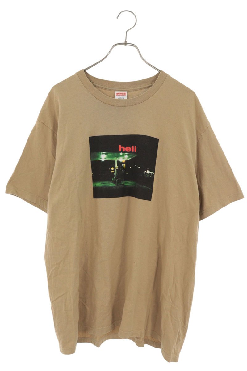 SUPREME 23AW Hell Front Print T-Shirt Beige Size L