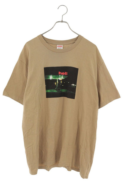 SUPREME 23AW Hell Front Print T-Shirt Beige Size L