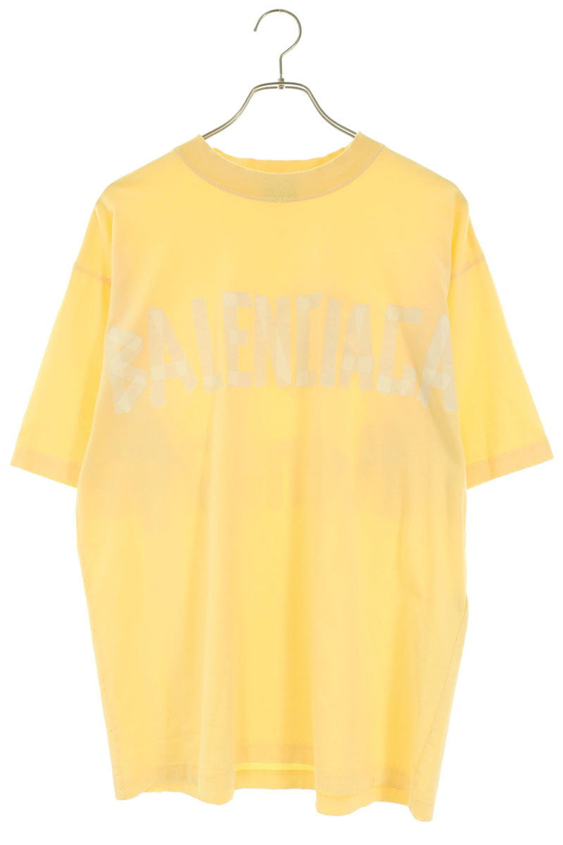 BALENCIAGA Distressed Oversized Tape T-Shirt Yellow Size XXS
