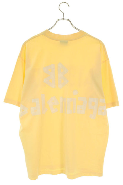 BALENCIAGA Distressed Oversized Tape T-Shirt Yellow Size XXS