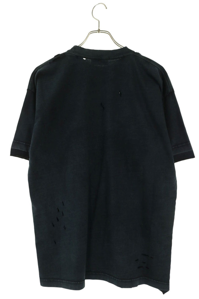 BALENCIAGA Distressed Logo Print T-Shirt Multi Size M