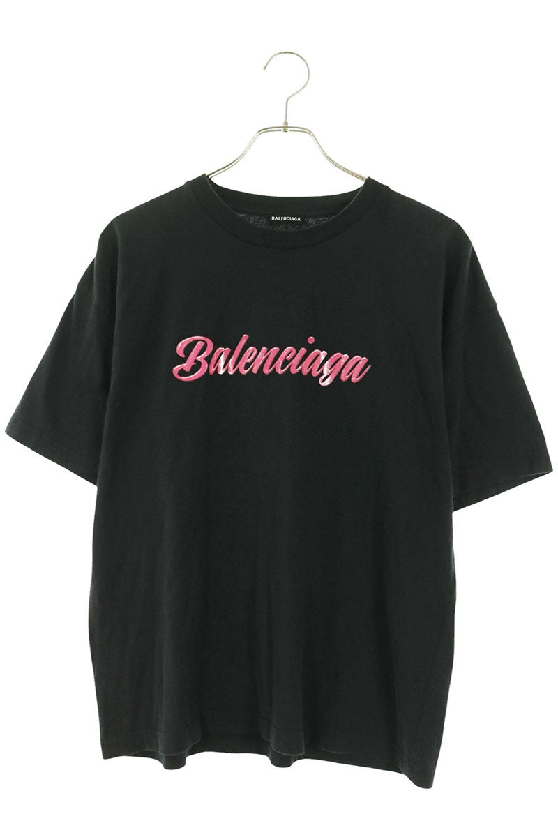 BALENCIAGA Logo Cotton T-Shirt Black Size S
