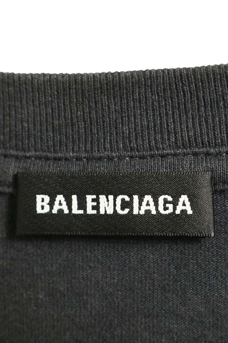 BALENCIAGA Logo Cotton T-Shirt Black Size S