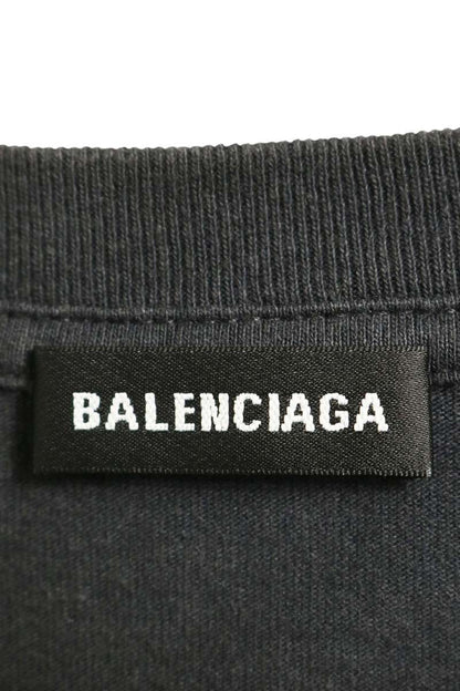 BALENCIAGA Logo Cotton T-Shirt Black Size S