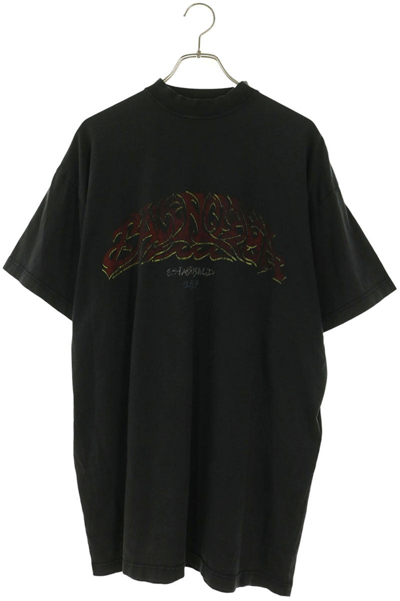 BALENCIAGA Vintage Washed Oversized T-Shirt Black Size 1