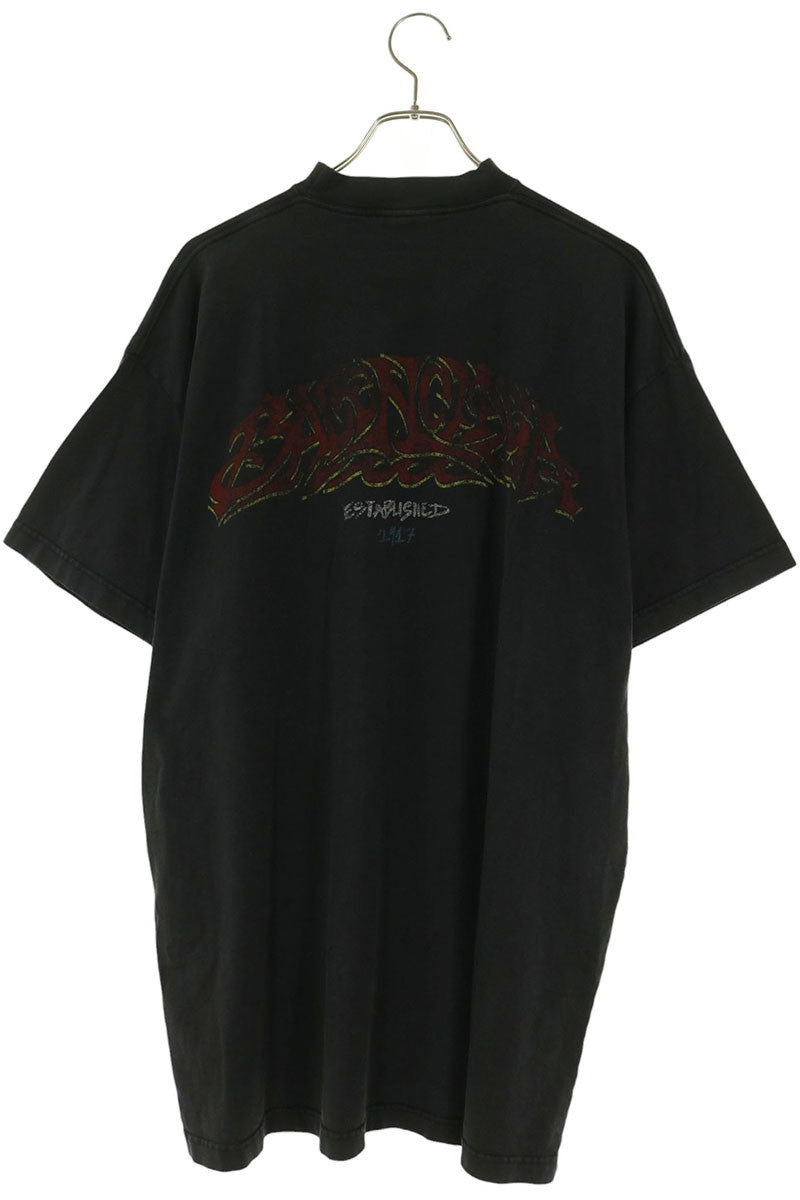 BALENCIAGA Vintage Washed Oversized T-Shirt Black Size 1