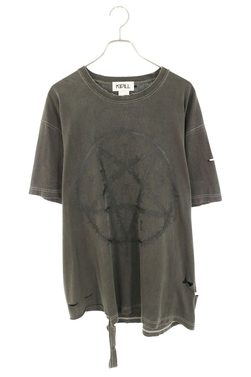 KIDILL Distressed Cotton T-Shirt Gray Size FREE