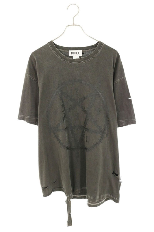 KIDILL Distressed Cotton T-Shirt Gray Size FREE
