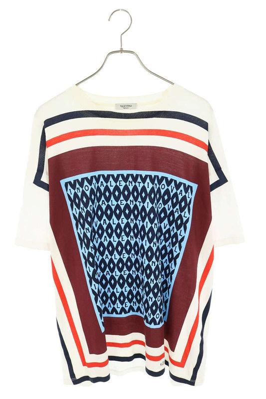 VALENTINO Logo Border Print T-Shirt White Size S
