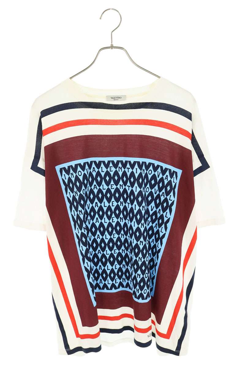 VALENTINO Logo Border Print T-Shirt White Size S