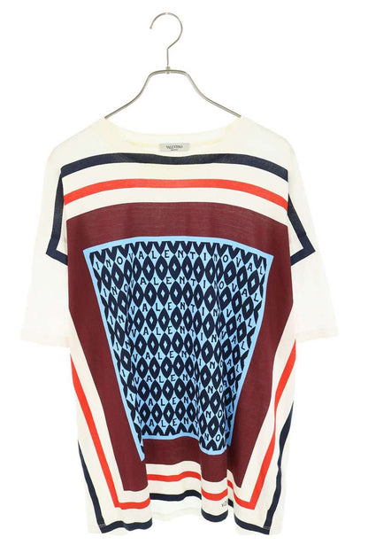 VALENTINO Logo Border Print T-Shirt White Size S