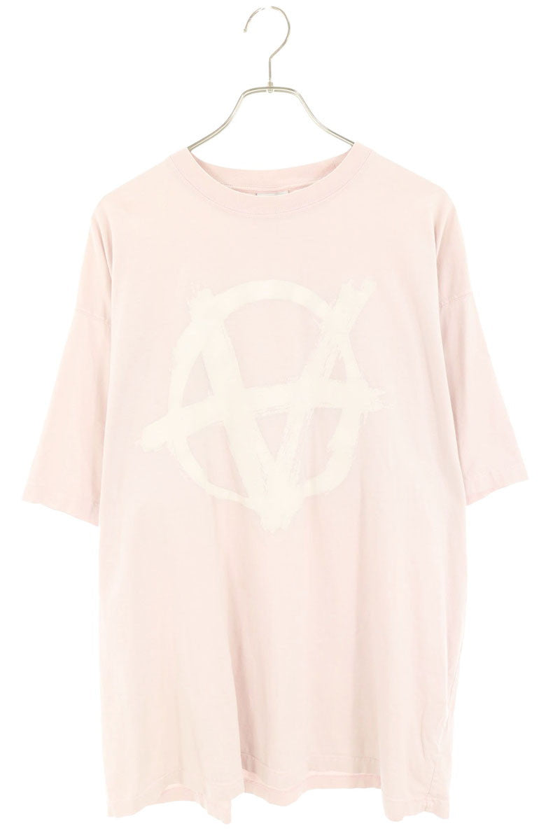 VETEMENTS Double Anarchy Logo T-Shirt Pink Size XXL