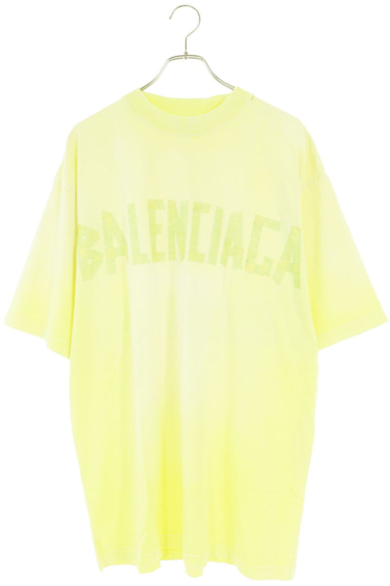 BALENCIAGA Tape Logo Medium Fit T-Shirt Yellow Size XS