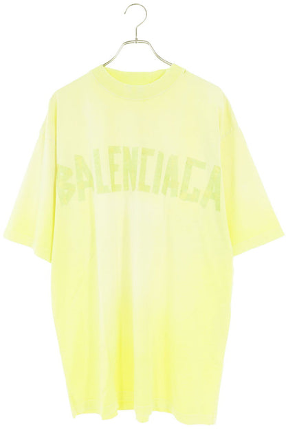 BALENCIAGA Tape Logo Medium Fit T-Shirt Yellow Size XS