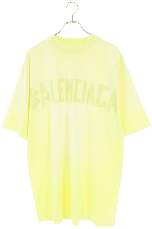 BALENCIAGA Tape Logo Medium Fit T-Shirt Yellow Size XS