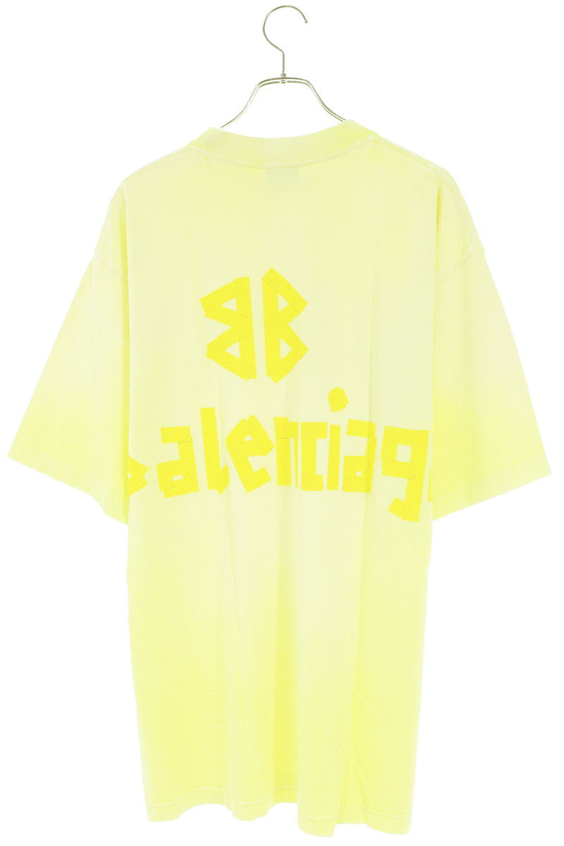 BALENCIAGA Tape Logo Medium Fit T-Shirt Yellow Size XS