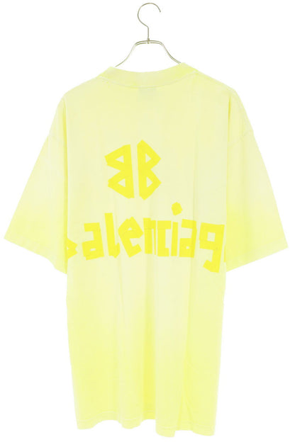 BALENCIAGA Tape Logo Medium Fit T-Shirt Yellow Size XS