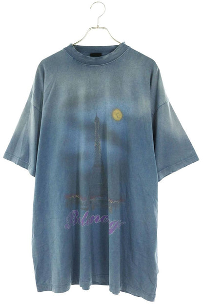 BALENCIAGA 24SS Pari Moon Print T-Shirt Blue Size 4