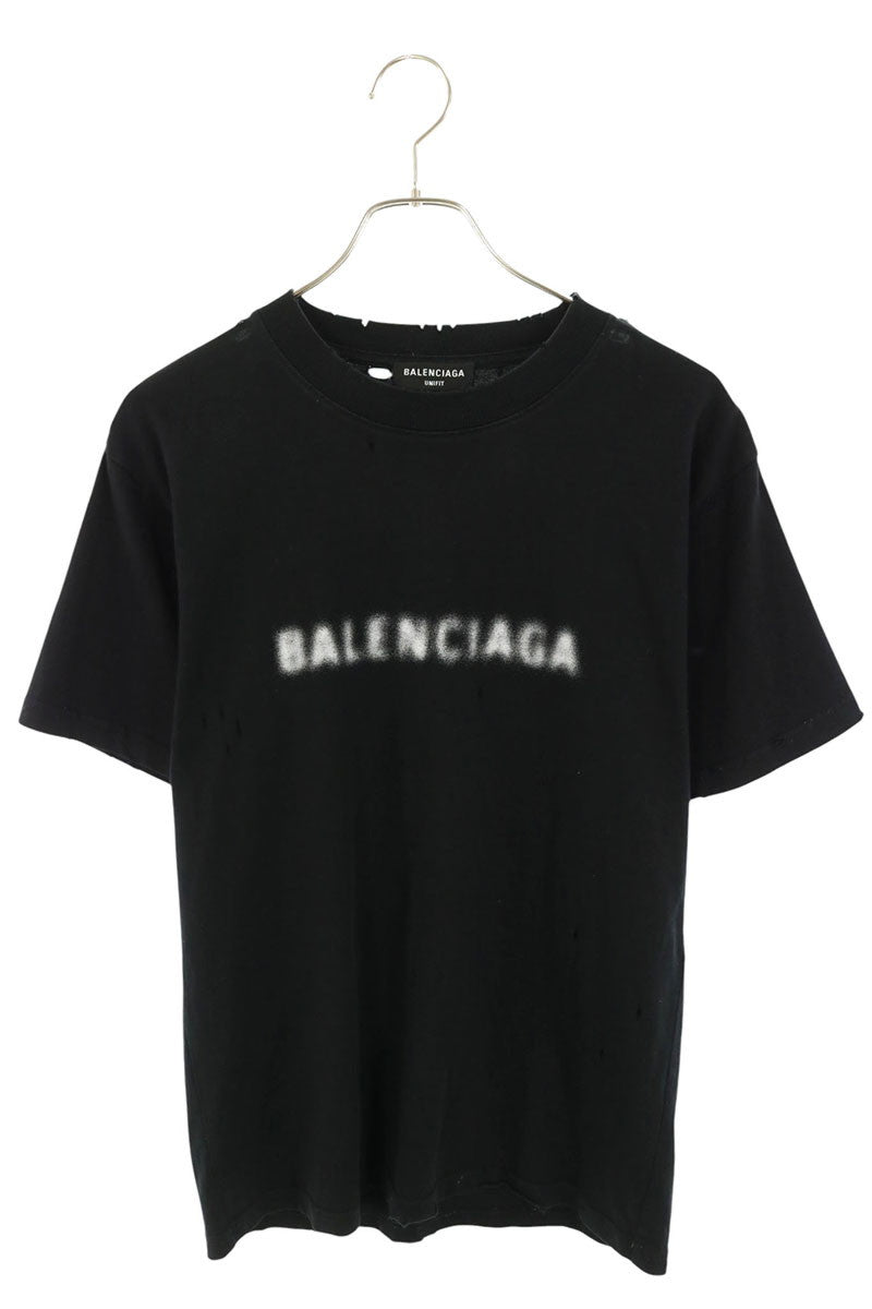 BALENCIAGA Black Blur Logo T-Shirt Size S