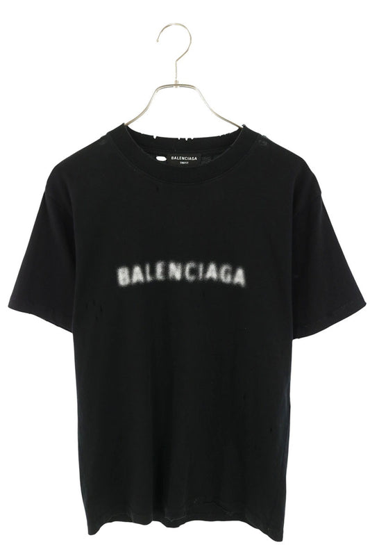 BALENCIAGA Black Blur Logo T-Shirt Size S