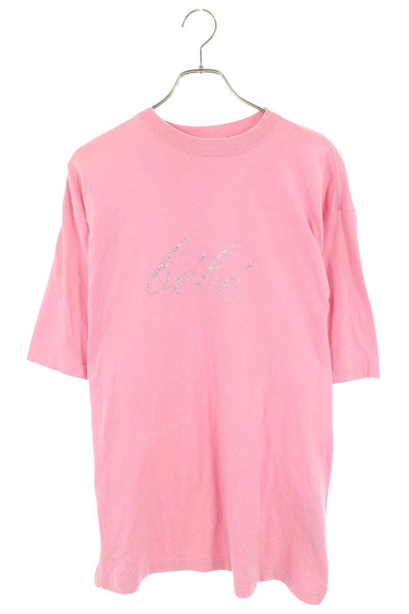 BALENCIAGA Pink BEBE Rhinestone Oversized T-Shirt Size 2