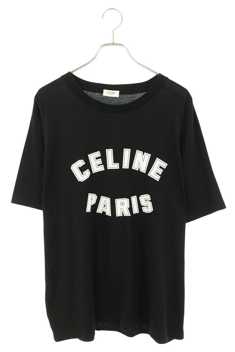 CELINE Black Logo Print Loose Fit T-Shirt Size XL