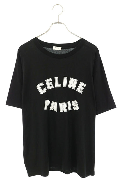 CELINE Black Logo Print Loose Fit T-Shirt Size XL