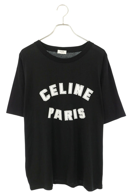 CELINE Black Logo Print Loose Fit T-Shirt Size XL