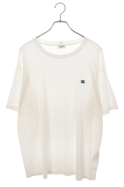CELINE Triomphe Embroidery T-Shirt White Size L
