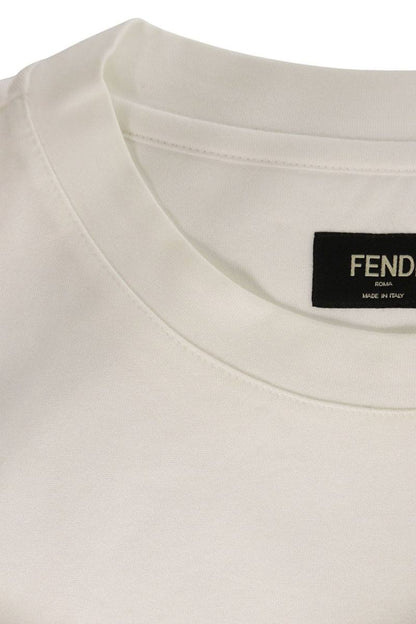 FENDI Rhinestone Embellished T-Shirt White Size M