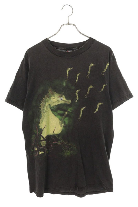 VINTAGE Nirvana Seahorse Print Band T-Shirt Black Size L