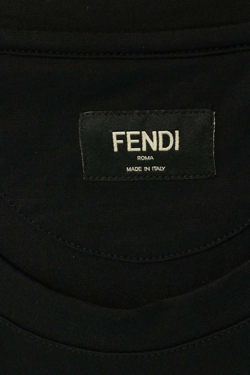 FENDI Lagerfeld Stone Logo Bijou T-Shirt Black Size 48