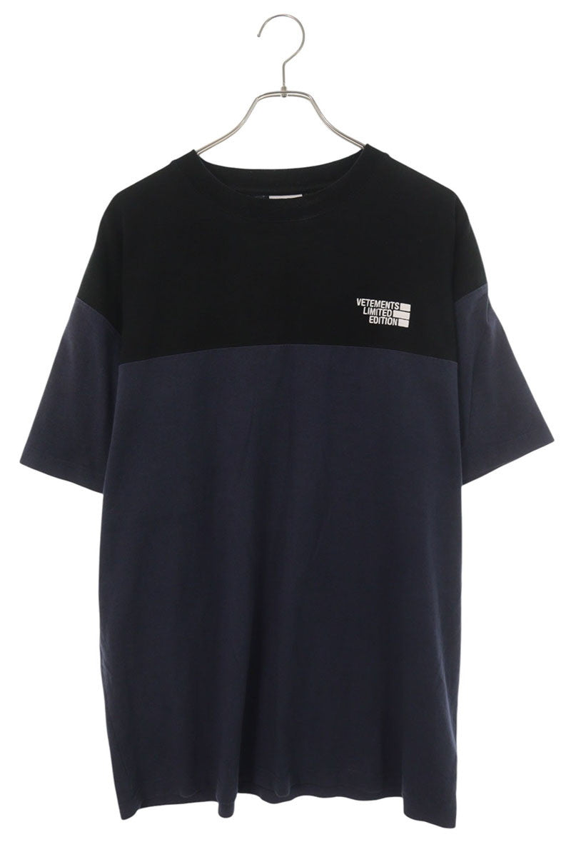 VETEMENTS Front Logo Bicolor T-Shirt Black/Navy Size S