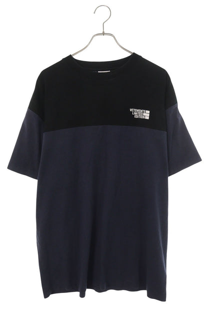 VETEMENTS Front Logo Bicolor T-Shirt Black/Navy Size S