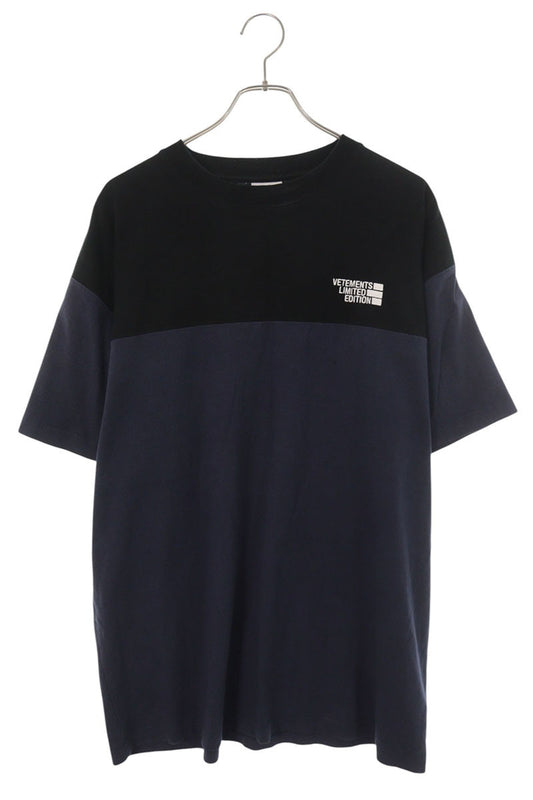VETEMENTS Front Logo Bicolor T-Shirt Black/Navy Size S