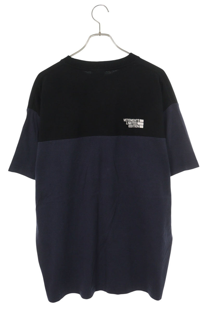 VETEMENTS Front Logo Bicolor T-Shirt Black/Navy Size S