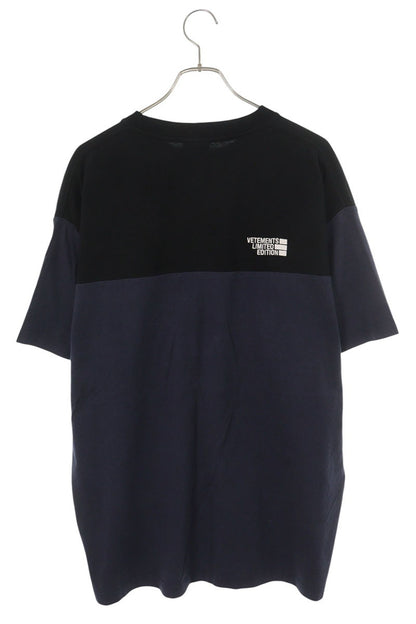 VETEMENTS Front Logo Bicolor T-Shirt Black/Navy Size S