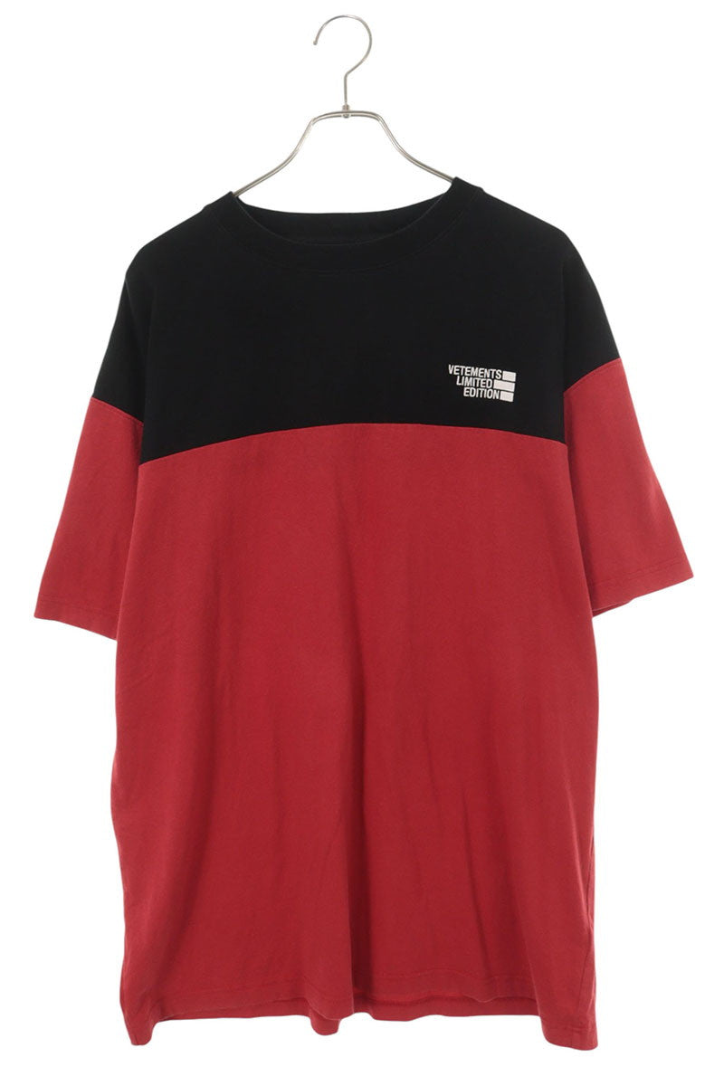 VETEMENTS Front Logo Bicolor T-Shirt Black/Red Size M