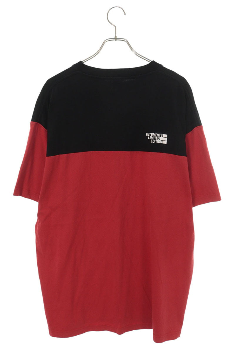 VETEMENTS Front Logo Bicolor T-Shirt Black/Red Size M