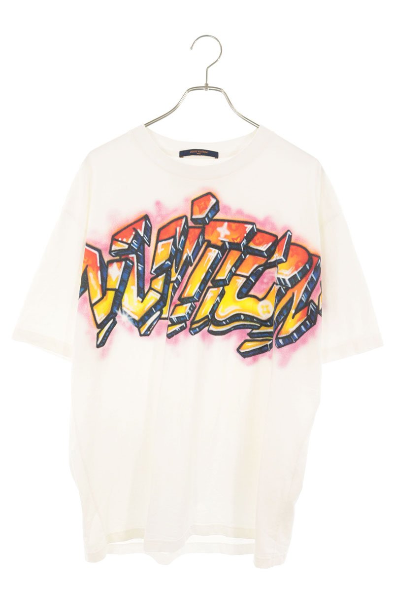 LOUISVUITTON Front Print T-Shirt White/Orange Size XL