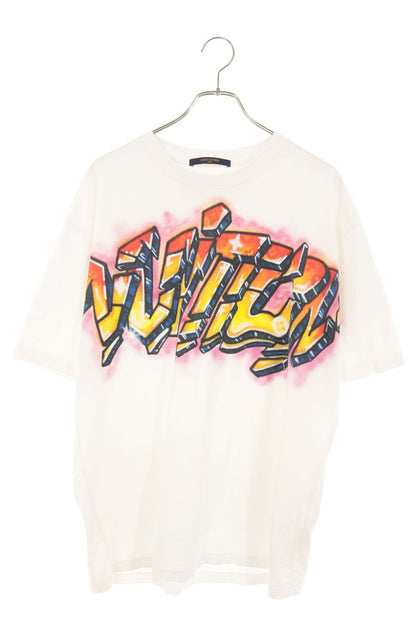 LOUISVUITTON Front Print T-Shirt White/Orange Size XL